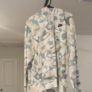 Nike Abstract Pattern Hoodie in Cream and Gray